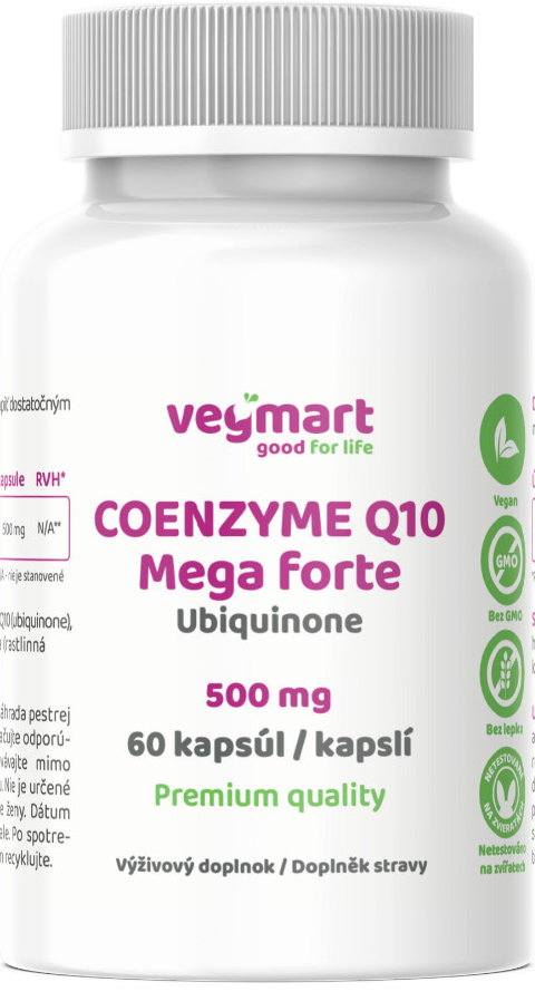 Vegmart Koenzým Q10 MEGA Forte ubiquinón 500 mg 60 kapsúl