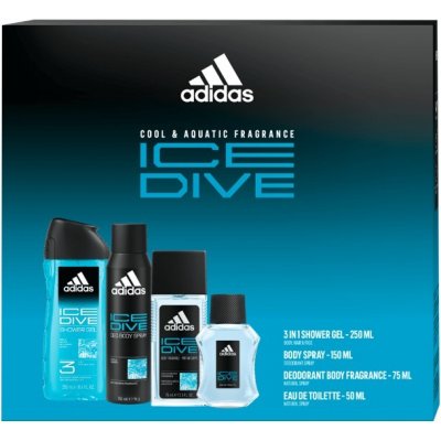 Adidas Ice Dive - EDT 50 ml + sprchový gel 250 ml + deodorant ve spreji 150 ml + deodorant s rozprašovačem 75 ml