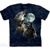 Pánske batikované tričko The Mountain - Three Wolf Moon In Blue - modrá Veľkosť: L