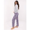 Dámske kárované pyžamo modrá | šedá | ružová M Forever Pink 5906694074608