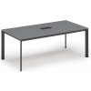 Rokovací stôl PRIMO INVITATION, 200x100 cm, grafit + stolná zásuvka TYP VI, čierna