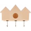 Drevený vešiak / kŕmidlo pre vtáčiky - 3 domčeky