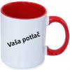 Biely hrnček s červeným vnútrom a uchom s vlastnou potlačou - 330 ml