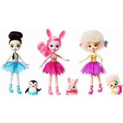 Mattel Enchantimals 3 bábiky baletky s miláčikom