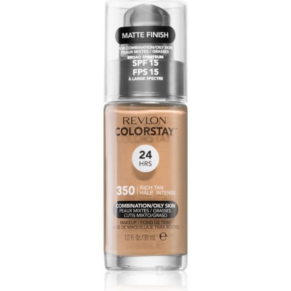 Make-up Revlon Cosmetics ColorStay dlhotrvajúci zmatňujúci make-up pre mastnú a zmiešanú pleť 350 Rich Tan 30 ml