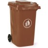 Plastová popolnica, 240 litrov, hnedá