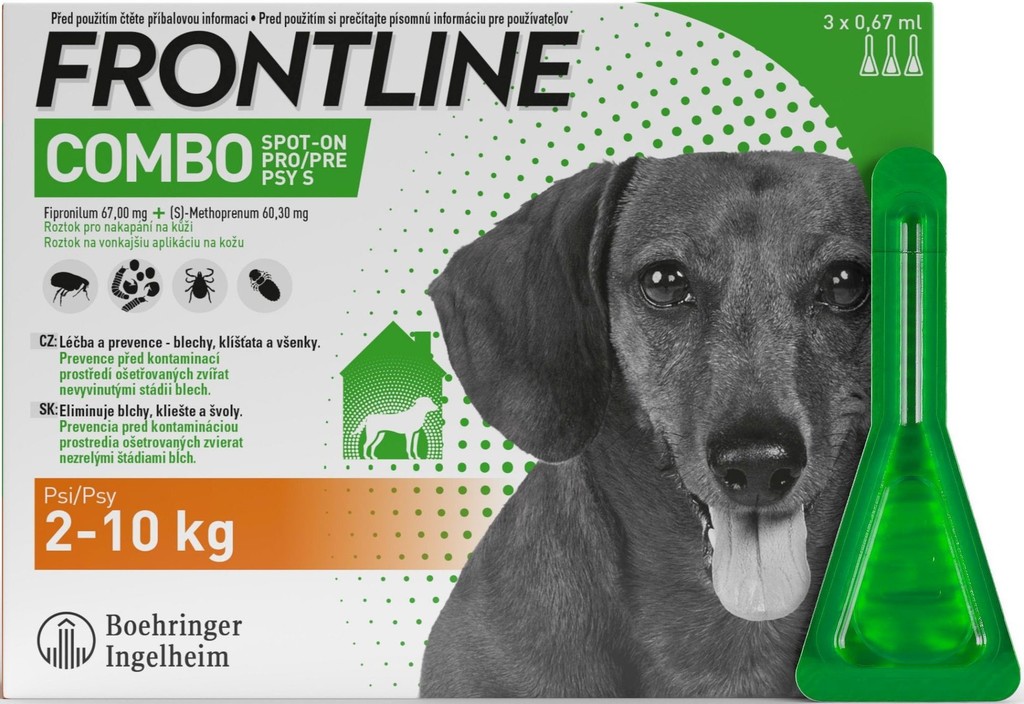 Frontline Combo Spot-On Dog S 2-10 kg 3 x 0,67 ml