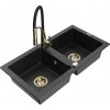 MEXEN/S MEXEN/S - Mario granitový drez 2-bowl vrátane batérie Aster, čierna/strieborná metalík 6504-73-73450-57-G