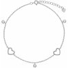 Again Jewelry Pôvabný strieborný náramok na nohu so srdiečkami AJNH0004