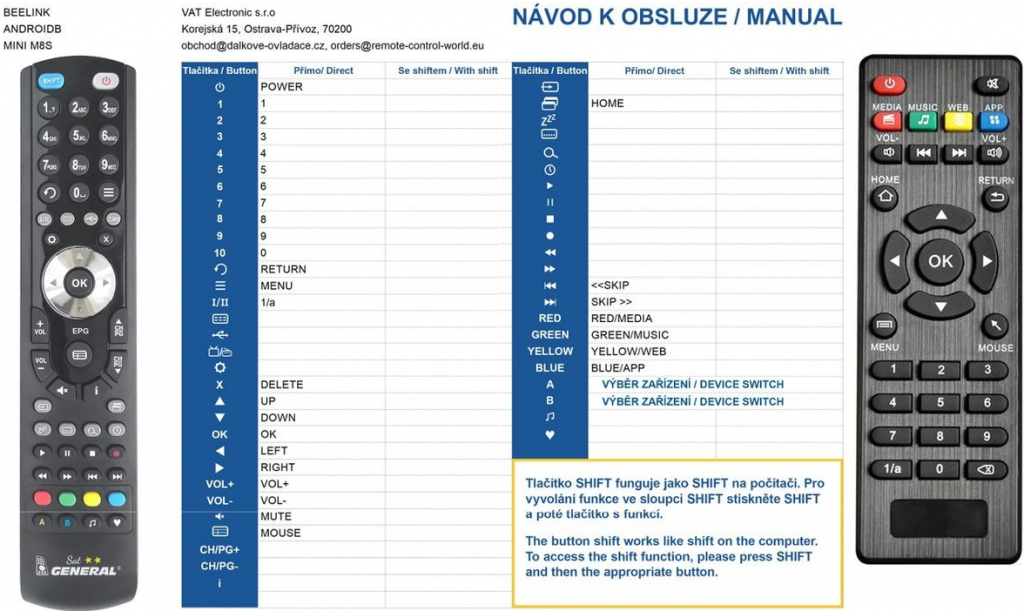 Diaľkový ovládač General BEELINK Mini M8s