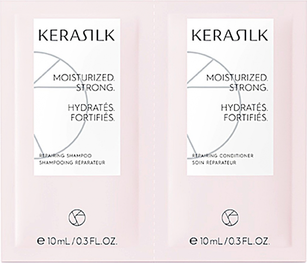 Kerasilk Essentials Repairing Shampoo and Conditioner - Šampon pro poškozené vlasy 10 ml + kondicionér 10 ml Cestovní balení