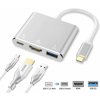 PremiumCord adaptér USB-C na HDMI + USB3.0 + PD, rozlíšenie 4K a FULL HD 1080p, sivá 8592220022747