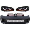 KITT Front Bumper suitable for VW Golf VI 6 (2008-2013) GTI Look with Headlights Golf 7 3D LED DRL U-Design LED Flowing Turning Light Red Stripe GTI RHD