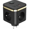 Síťový adaptér VIKING Y33, čierna/Output: 3xAC, 1xUSB-A, 2xUSB-C/Tlačidlo ON/OFF VY33B