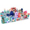 Drevené kocky Mesto + podložka puzzle, 115ks