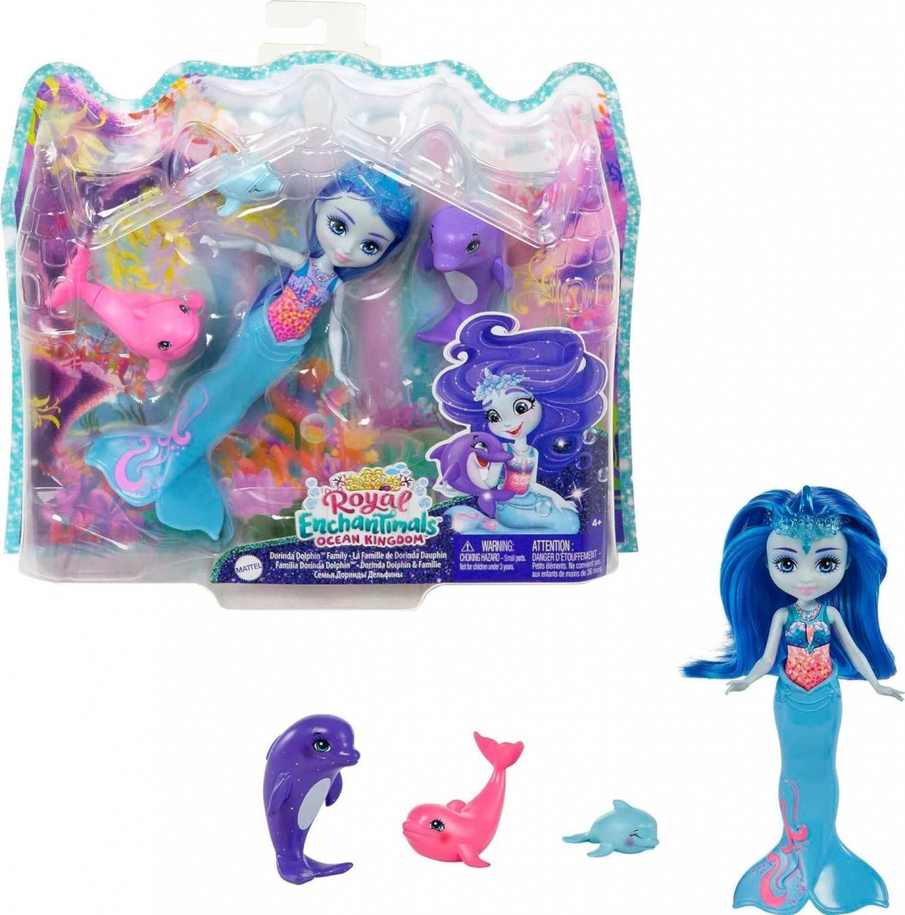 Mattel Royal Enchantimals Mořské království rodinka Sedda Seahorse s rodinkou mořských koníků