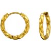 B-TOP Pozlátené náušnice krúžky so skrúteným vzorom – chirurgická nerezová oceľ