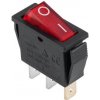 Prepínač kolískový 3pin 230V červený