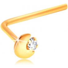 Šperky eshop Zahnutý piercing do nosa zo žltého zlata kosáčik mesiaca číry zirkón S2GG206.11
