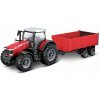 Bburago - FARMLAND, Massey Ferguson 8740S s vyklápacím prívesom, 10 cm