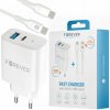 Forever Nabíječka PD QC do zásuvky TC-07-30AC 1x USB-C 1x USB 30W bílá + kabel USB-C - USB-C 60W