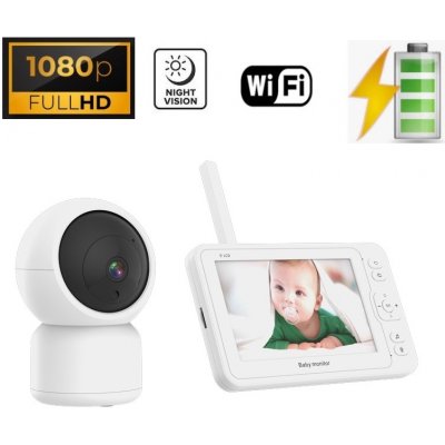 Video Baby monitor - Wifi SET - 5" LCD + FULL HD kamera s otáčaním s IR LED + VOX + Teplomer