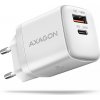 AXAGON ACU-PQ20W, nabíječka do sítě 20W, 2x port (USB-A + USB-C), PD3.0/PPS/QC4+/AFC/Apple, bílá