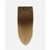 CLIP IN -53 CM, 60G ĽUDSKÉ VLASY Ombre tmavo hnedé a medený blond T6/18