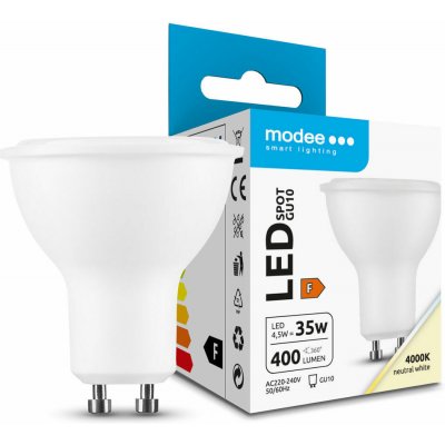 MLGU10P4000K4,5W Modee Lighting LED Spot Alu-Plastic 4,5W GU10 110° 4000K 400 lumen