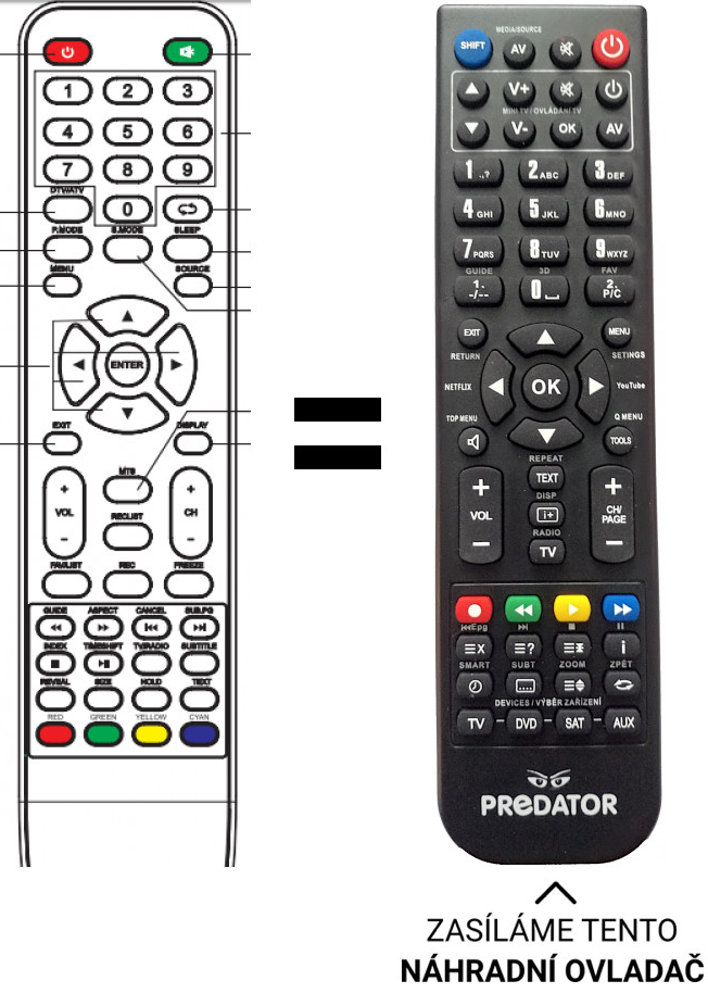 Diaľkový ovládač Predátor Orava LT-833 LED E83B