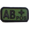 NÁŠIVKA 3D GUMENÁ KRVNÁ SKUPINA 5,0 x 2,5 CM OLIV ZELENÁ (AB POZITÍV)