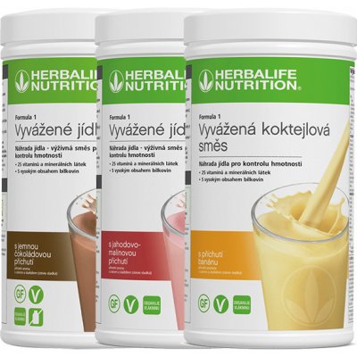 Herbalife koktail Formula 1 bezlepkové nové príchute 3 x 550 g