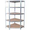 Regál Racks RAT80, do kúta, rohový, kovový, MDF, 5 políc, 180x90x40 cm, max. 150 kg/polica