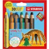 Pastelky STABILO woody 3 v 1 - farbička, vodovka, voskovka (6 ks) Tiger