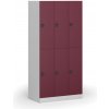 Šatníková skrinka S1 s úložnými boxmi, 6 boxov, 1850 x 900 x 500 mm, kódový zámok, červené dvere