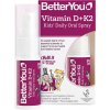 BetterYou Vitamín D3 + K2 Kids' Daily Spray, Orálny sprej pre deti 1+, 15 ml (100 strekov)