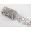 Polyesterová vyšívaná čipka - šedá - šírka 4,5 cm