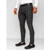 Čierne pánske látkové chino nohavice s károvaným vzorom Bolf 0032