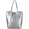 Talianska kožená kabelka 396 strieborná