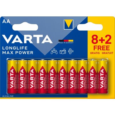 Jednorazová batéria VARTA alkalická batéria Longlife Max Power AA 8+2ks (4706101410)