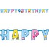 Party nápis Happy Birthday Stopy Blue - Modríkove hádanky - 180 x 15 cm