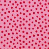 Bavlnené plátno ružové s červenými bodkami, š.150