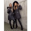 Čierna dámska dlhá prešívaná zimná bunda / kabát s kapucňou Bolf 5M3162B