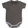 Baby Nellys Dojčenské rebrované body s gombíkmi kr. rukáv, Boy - sivé, veľ. 80, 80 (9-12m)