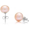 Perlové náušnice 8 AA Rhodiované striebro (925) Ružová