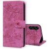 Peňaženkové kožené puzdro Sakura Cat na Galaxy A16 5G - Ružovo červená