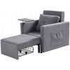 Sivá pohovka 87,2×81×81CM, ľanová látka, s funkciou spania a bočným vreckom