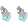 Náušnice Swarovski - kostka na pevno 6 mm AB efekt