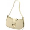 Krémová trendy kožená kabelka so zlatými doplnkami