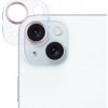 AppleKing tvrdené sklo s kovovými rámčekmi na ochranu šošoviek fotoaparátu na iPhone 15 / 15 Plus - ružové - možnosť vrátiť tovar ZADARMO do 30tich dní